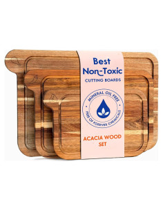 Juego de 3 Tablas de Cortar Ecológicas Ziruma - Madera de Acacia