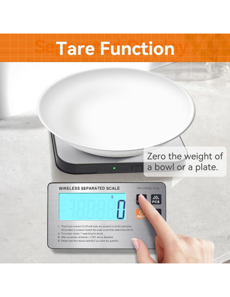 Báscula de Cocina Inalámbrica SHGMEET 15 kg Digital LCD