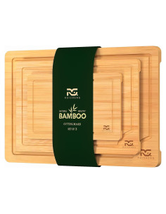 Juego de 3 Tablas de Cortar de Bambú R RUISHENG con Ranura