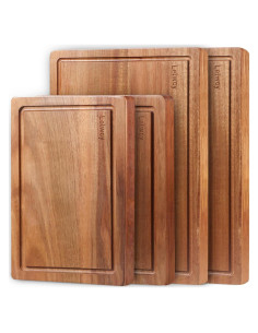 Juego de 4 Tablas de Cortar de Madera de Acacia Lelwoy