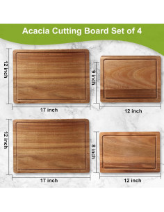 Juego de 4 Tablas de Cortar de Madera de Acacia Lelwoy 2