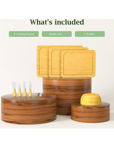 Juego de Tablas de Cortar de Bambú KEGDAN con Soporte 3PCS 2
