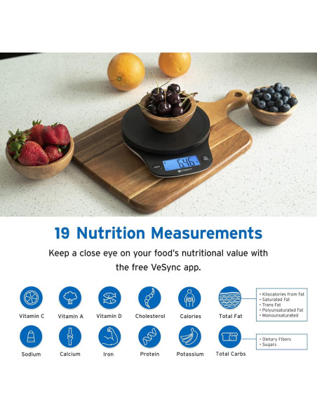 Etekcity Escala de Cocina Inteligente Digital 5000g Bluetooth