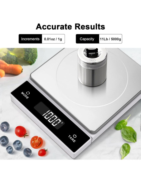 Báscula Digital de Cocina THINKSCALE 5kg Acero Inoxidable Pantalla Desplegable
