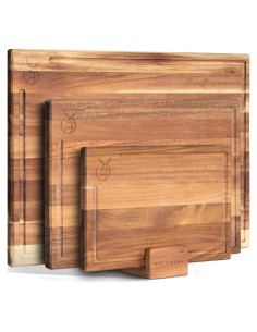 Juego de 3 Tablas de Cortar WALDWERK de Madera de Acacia 40x30 cm