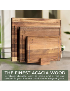 Juego de 3 Tablas de Cortar WALDWERK de Madera de Acacia 40x30 cm 2