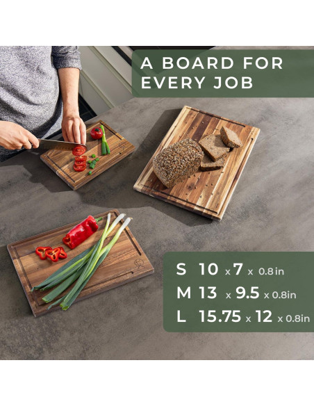 Juego de 3 Tablas de Cortar WALDWERK de Madera de Acacia 40x30 cm