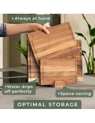 Juego de 3 Tablas de Cortar WALDWERK de Madera de Acacia 40x30 cm