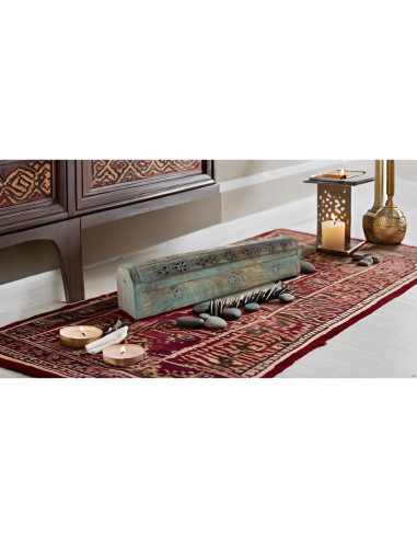 Soporte de Incienso de Madera de Mango Ecológico Azul 30.48 cm