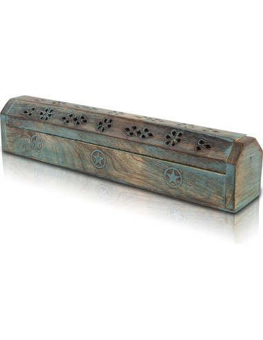 Soporte de Incienso de Madera de Mango Ecológico Azul 30.48 cm