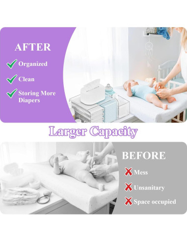 Caddy de Pañales Acrílico Jumyee, Organizador Desmontable 43.69x22.10cm