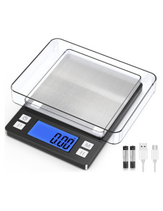 Balanza Digital BOMATA 0.01g/1kg Recargable USB Pantalla Grande