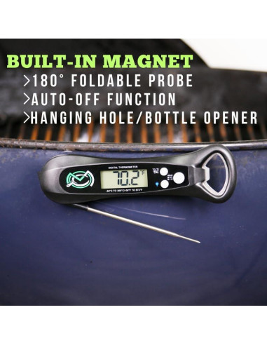 Termómetro Digital de Carne a Prueba de Agua - Lectura Rápida 3-4s