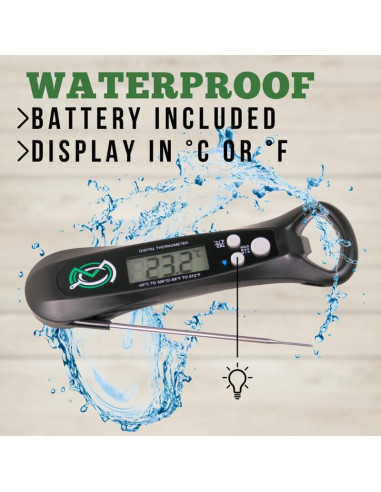 Termómetro Digital de Carne a Prueba de Agua - Lectura Rápida 3-4s