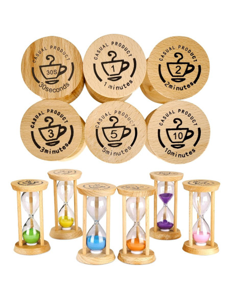 Juego de 6 Temporizadores de Arena PROLOSO Multicolor 30s a 10min