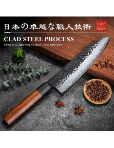 Cuchillo de Chef FAMCÚTE 20.32 cm Forjado 5 Capas Acero Alto Carbono 2