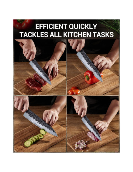 Cuchillo de Chef FAMCÚTE 20.32 cm Forjado 5 Capas Acero Alto Carbono