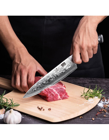 Cuchillo de Chef SHAN ZU 20.32 cm Acero Damasco 67 Capas