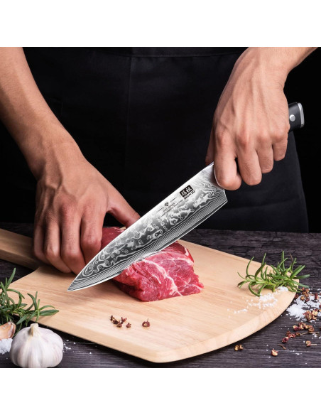 Cuchillo de Chef SHAN ZU 20.32 cm Acero Damasco 67 Capas