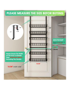 Organizador de despensa sobre la puerta Mefirt 6 niveles Negro 2