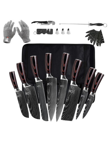 Juego de Cuchillos de Cocina FULLHI 14 Piezas Acero Inoxidable