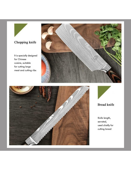 Juego de Cuchillos de Cocina FULLHI 14 Piezas Acero Inoxidable