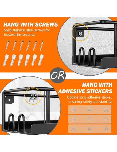 Estante de Especias Montado en Pared Bunoxea 3 Paquete Negro