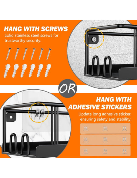 Estante de Especias Montado en Pared Bunoxea 3 Paquete Negro Estante de Especias Montado en Pared Bunoxea 3 Paquete Negro