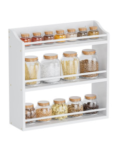 Estante de Especias de Bambú STELLSTAR 3 Niveles Blanco 40cm