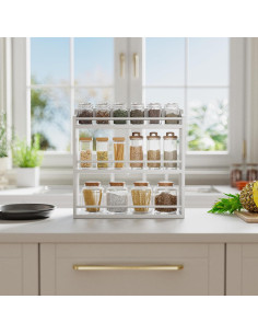 Estante de Especias de Bambú STELLSTAR 3 Niveles Blanco 40cm 2