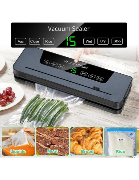 Máquina de Sellado al Vacío Lwuey 5 en 1 con 50 Bolsas