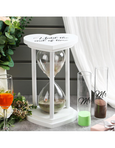 Reloj de Arena de Madera Anglechic con Jarrones y Arena