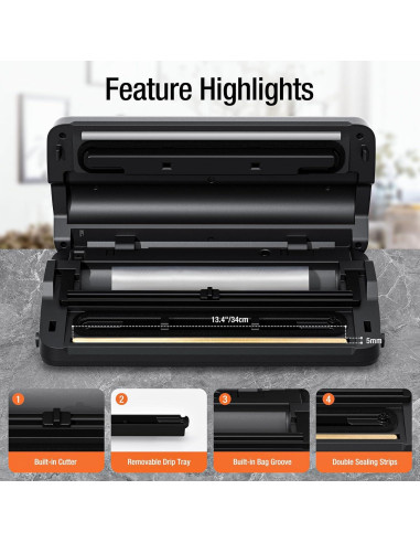 Máquina de Sellado al Vacío ESLKNOE VSM-001 90Kpa 14 en 1