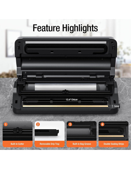 Máquina de Sellado al Vacío ESLKNOE VSM-001 90Kpa 14 en 1