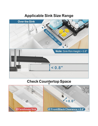 Estante de Secado de Platos Grande GSlife Negro 2 Niveles