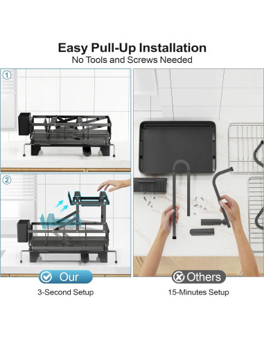 Estante de Secado de Platos Grande GSlife Negro 2 Niveles