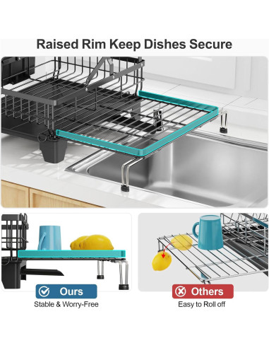 Estante de Secado de Platos Grande GSlife Negro 2 Niveles