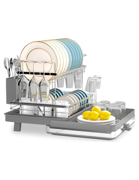 Estante para Secar Platos SUSTEAS Expandible 2 Niveles Gris