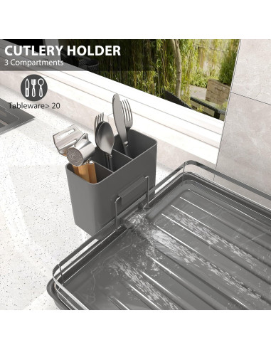 Estante para Secar Platos SUSTEAS Expandible 2 Niveles Gris