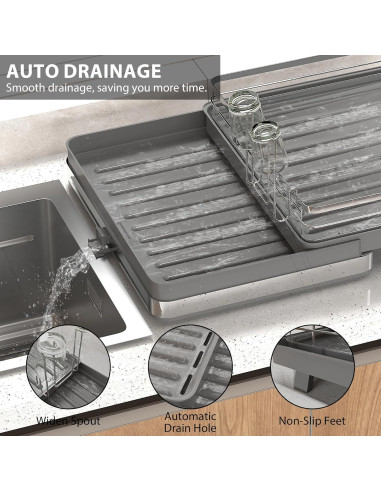Estante para Secar Platos SUSTEAS Expandible 2 Niveles Gris