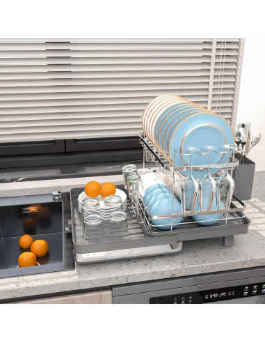 Estante para Secar Platos SUSTEAS Expandible 2 Niveles Gris