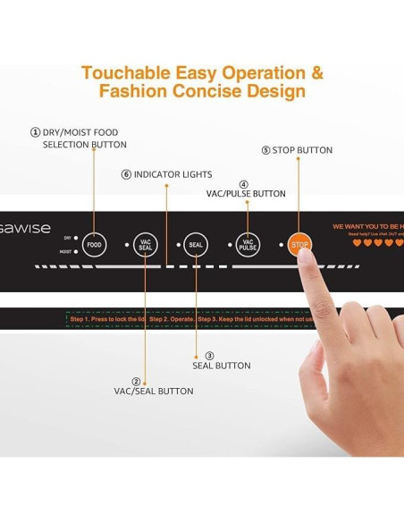Máquina Selladora al Vacío MegaWise VS6620 - 80kPa, Automática, Incluye Bolsas