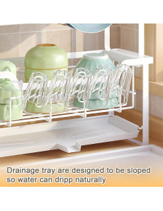 Escurridor de Platos KOSIWU 2 Niveles Acero Inoxidable Blanco 2