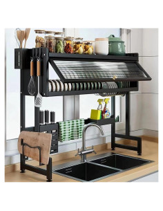 Escurridor de Platos 3 Niveles ASIEIT Negro con Tapa 85.09 cm