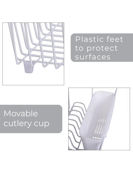 Escurridor de Platos Pequeño Smart Design Blanco con Taza