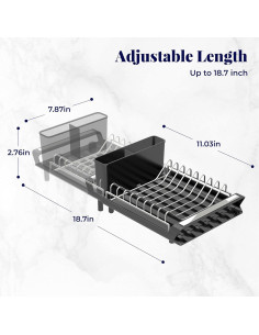 Escurridor de Platos Pukomc Pequeño Plegable Acero Inoxidable Negro 2