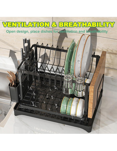 Estante para Secar Platos BCWW 2 Niveles 42x30x30 cm Negro