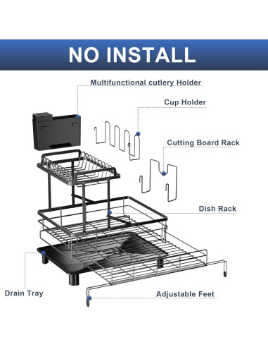 Escurridor de Platos Expandible YEYPOP Acero Inoxidable 2 Niveles