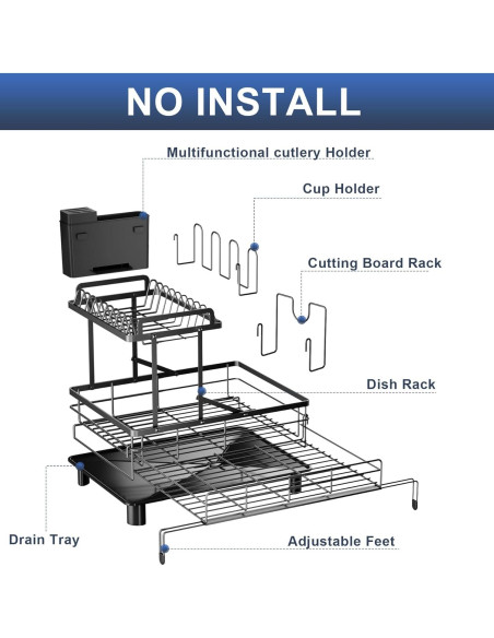 Escurridor de Platos Expandible YEYPOP Acero Inoxidable 2 Niveles