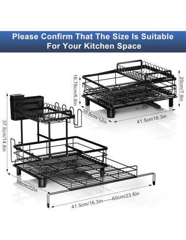 Escurridor de Platos Expandible YEYPOP Acero Inoxidable 2 Niveles